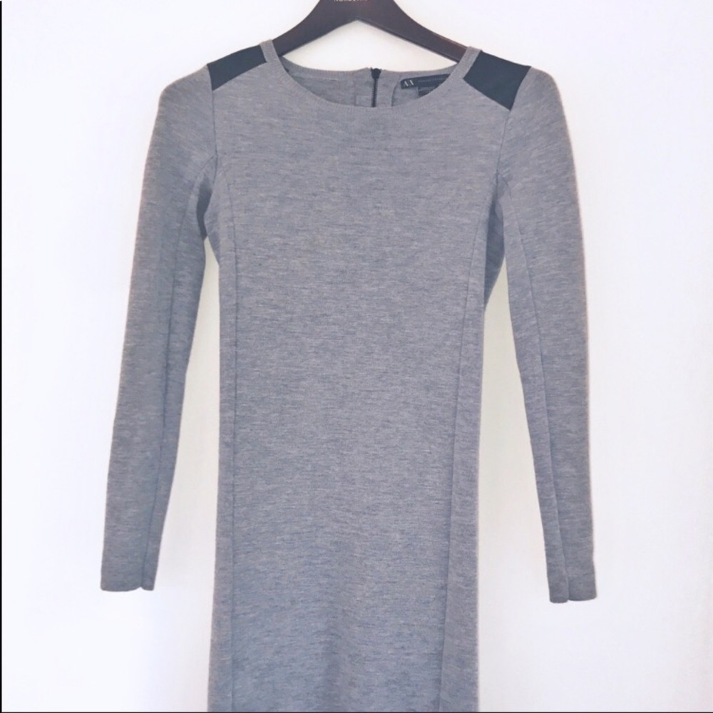Armani Exchange Grey & Leather Sweater Dress